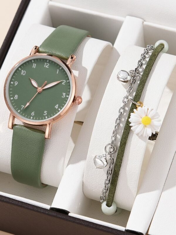 Luxury Ladies Analog Watch Leather Strap